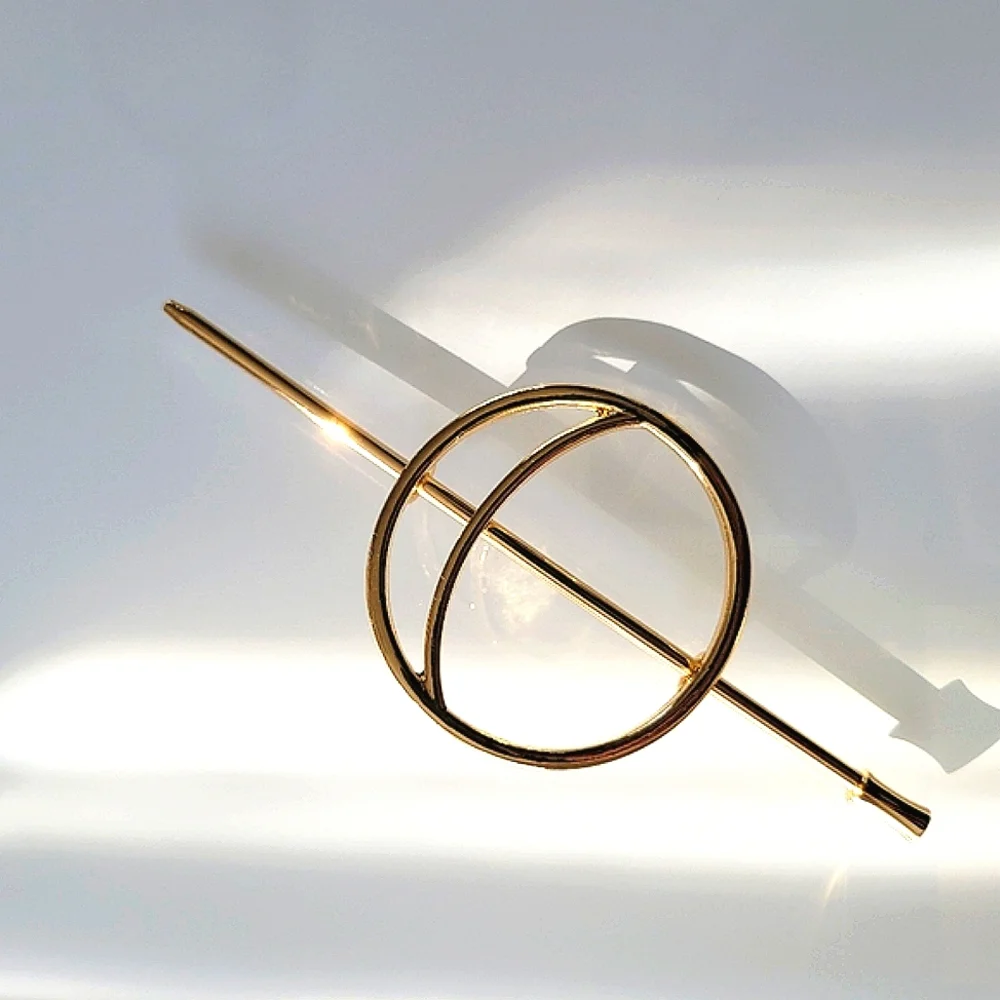 Gold Tone Circle Hair Stick Pin Barrette